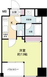 レジディア江戸堀(1K/4階)の間取り写真