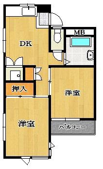モンテメール船橋(2DK/4階)の間取り写真