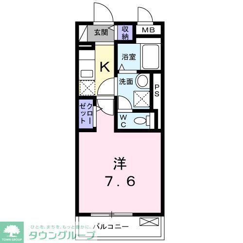 カーサファミリア(1K/2階)の間取り写真
