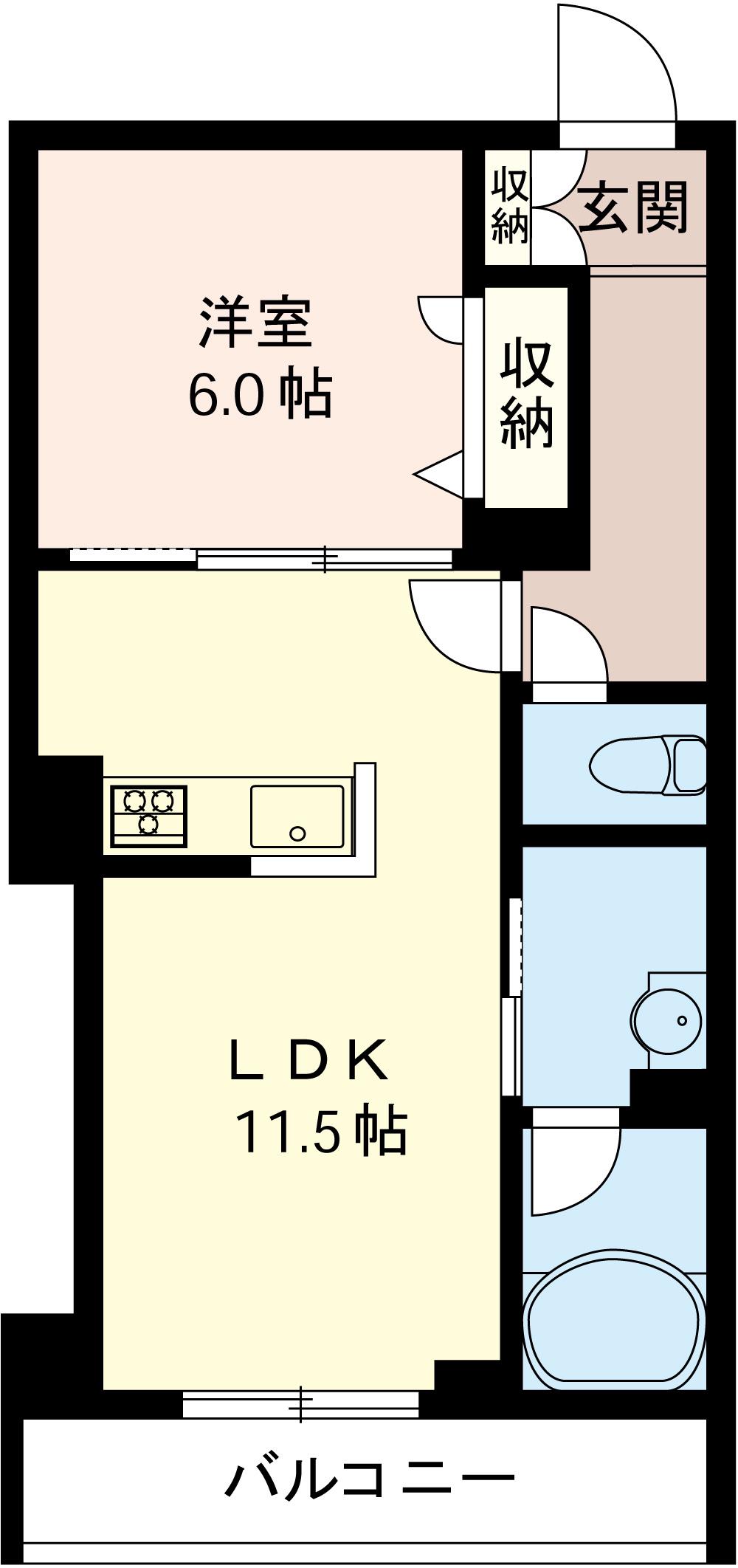 CORTILE (1LDK/2階)の間取り写真