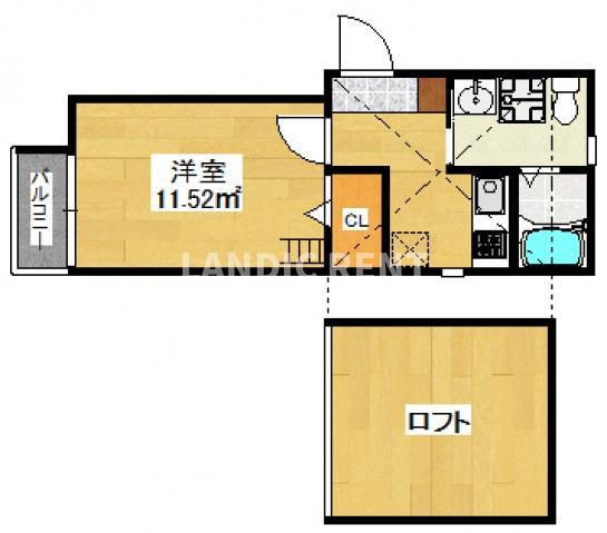 VILLAGE大楠(1K/2階)の間取り写真