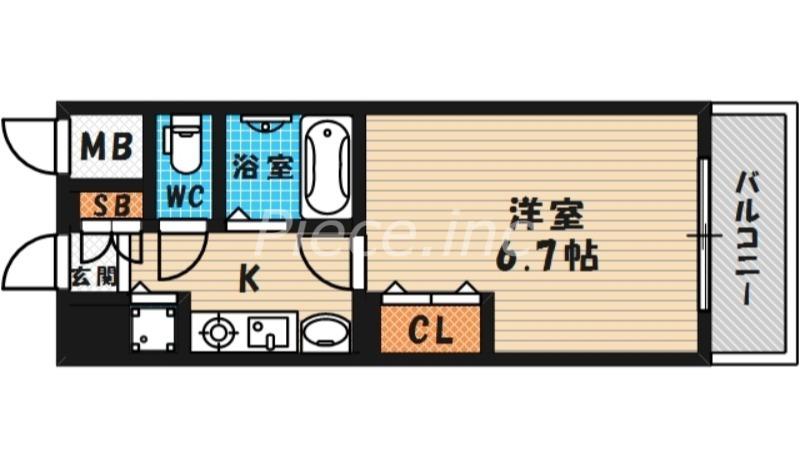 エイペックス天神橋1(1K/10階)の間取り写真