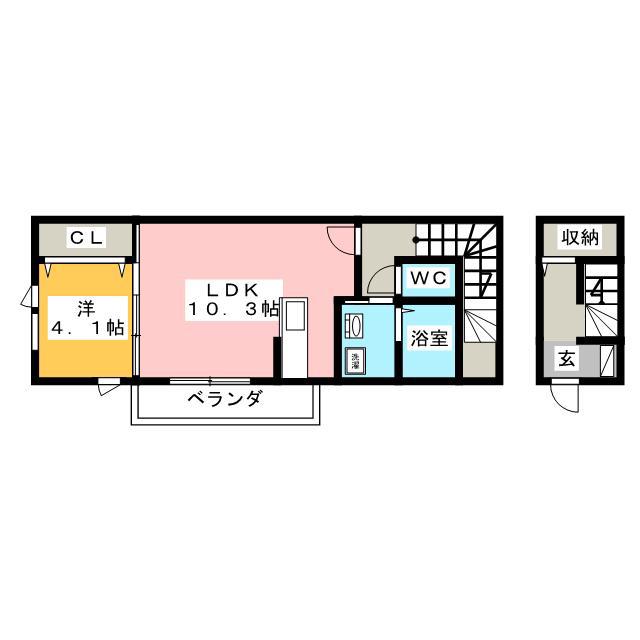 カームメゾン(1LDK/2階)の間取り写真