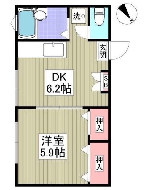 NKハイム元郷(1K/1階)の間取り写真