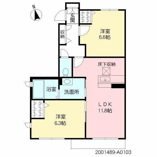 F・フラッツ鳥栖D棟(2LDK/1階)の間取り写真