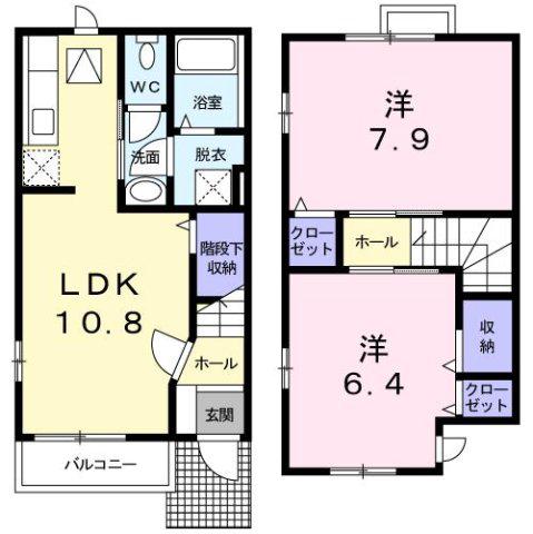 グレイスフルセトルYK(2LDK/1階)の間取り写真
