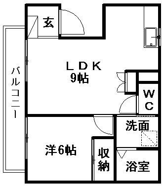 ミストラル(1LDK/1階)の間取り写真