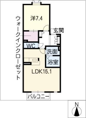サンセール(1LDK/2階)の間取り写真