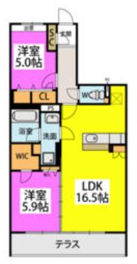 プレア・U(2LDK/1階)の間取り写真