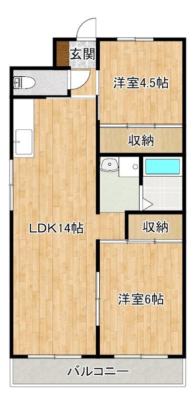 サンパール水城(2LDK/3階)の間取り写真