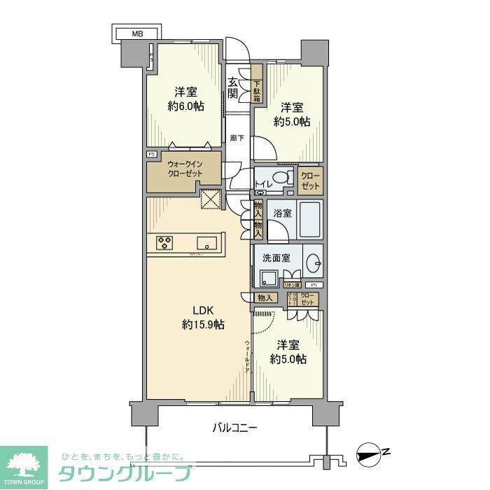 プラウドシティ国立(3LDK/8階)の間取り写真