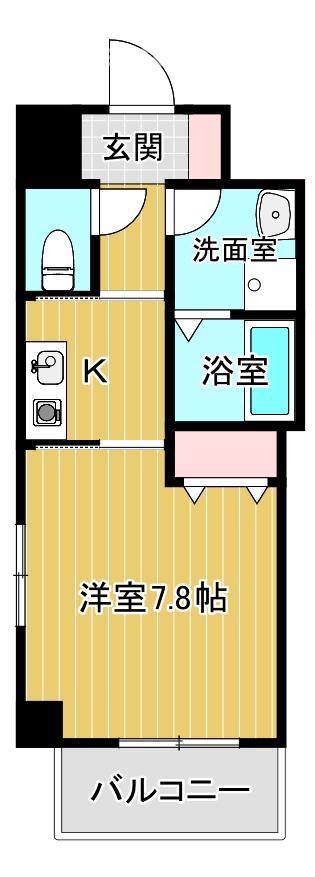 ラクラス高殿(1K/4階)の間取り写真