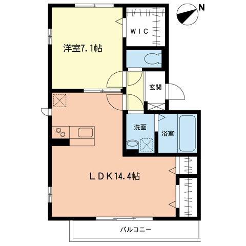 リヴィエール本町II(1LDK/1階)の間取り写真