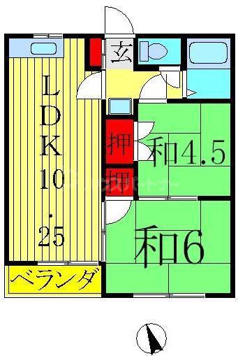 エイム台田(2LDK/2階)の間取り写真