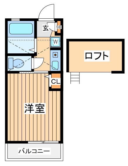 ジーエーヒルズ石川町(1K/1階)の間取り写真
