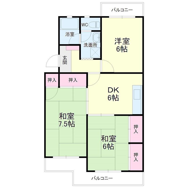 マンション ラフィーネ(3DK/4階)の間取り写真