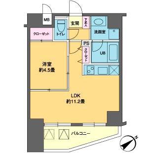 カスタリア北上野(1LDK/2階)の間取り写真