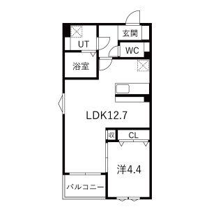 DEVELD中郷II(1LDK/1階)の間取り写真