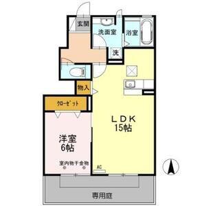 ゴウヒガシ ムジュー(1LDK/1階)の間取り写真