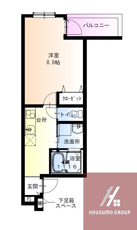 フジパレス今川公園東I番館(1K/2階)の間取り写真