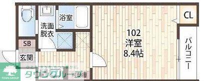 アルファリンデン(1K/2階)の間取り写真