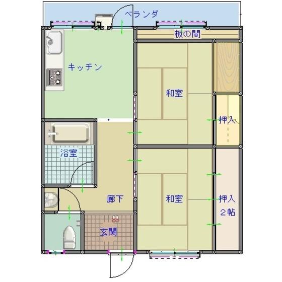 中一マンション(2DK/2階)の間取り写真