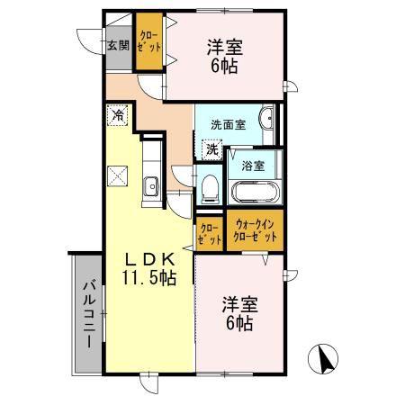 ジャルディネットK(2LDK/1階)の間取り写真