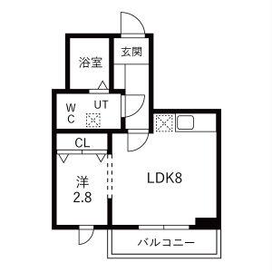 メリディアン利府加瀬壱番館(1LDK/1階)の間取り写真