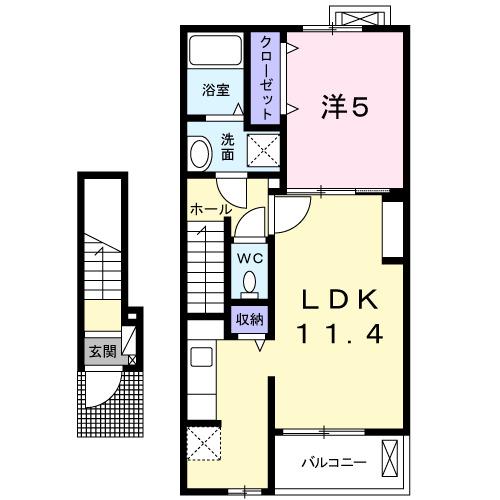 ユーミー ソネット(1LDK/2階)の間取り写真