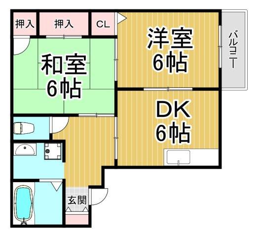 ドミール伏原(2DK/2階)の間取り写真
