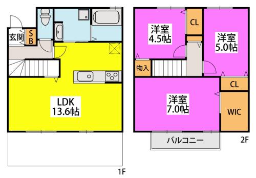 D-ROOM福間(3LDK/1階)の間取り写真