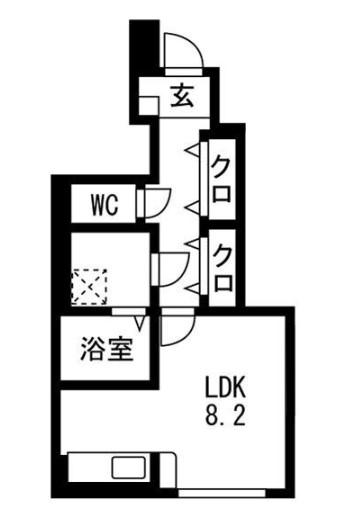 アクア・フィオーレ(ワンルーム/1階)の間取り写真