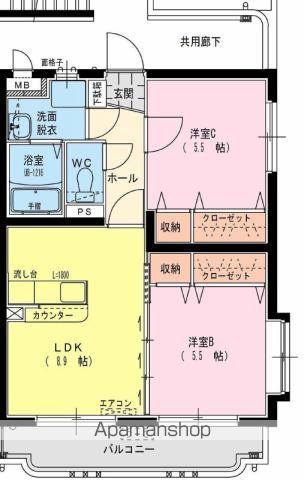 クローバー(2DK/3階)の間取り写真