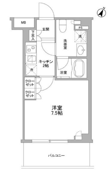 フレアージュ白金台(1K/1階)の間取り写真
