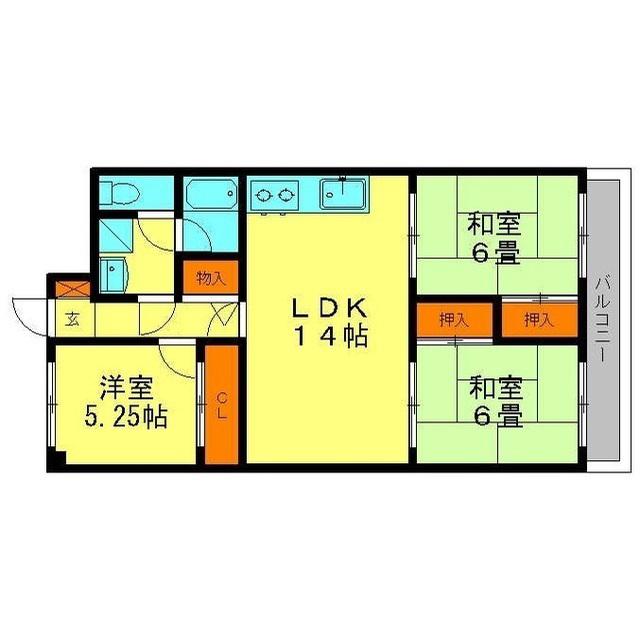 第二大池ハイツ(3LDK/2階)の間取り写真