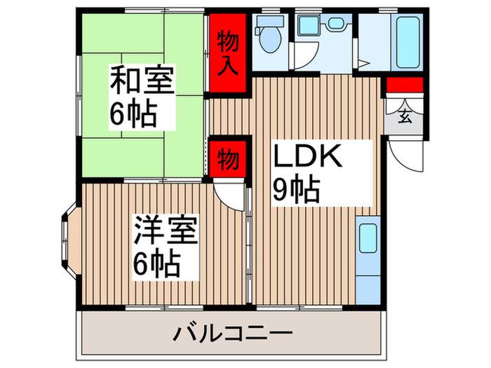 メゾン藤(2LDK/1階)の間取り写真