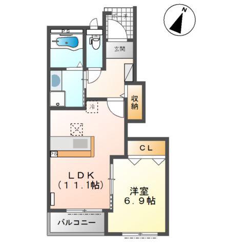 リラッサンテ(1LDK/1階)の間取り写真