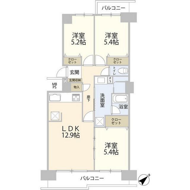 シティコープ清新15号棟(3LDK/14階)の間取り写真