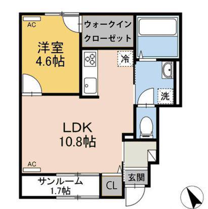 ソアヴィータ(1LDK/1階)の間取り写真