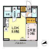 JR奥羽本線 山形駅 徒歩16分 3階建 築7年(1LDK/2階)の間取り写真
