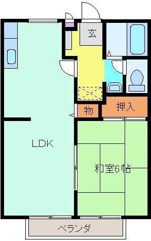 サンライフ ウインディア B棟(1LDK/1階)の間取り写真