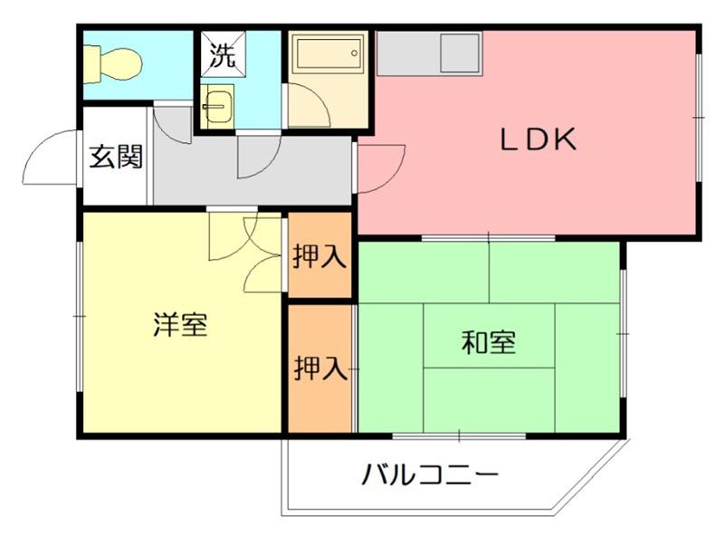 相湘第7ビル(2DK/1階)の間取り写真