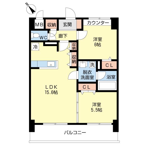 サンアトラスV(2LDK/3階)の間取り写真
