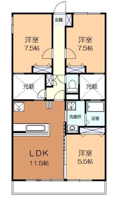ルミエール高橋(3LDK/3階)の間取り写真