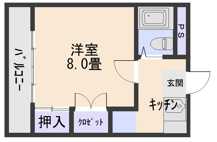 シャトルS&T(1K/1階)の間取り写真