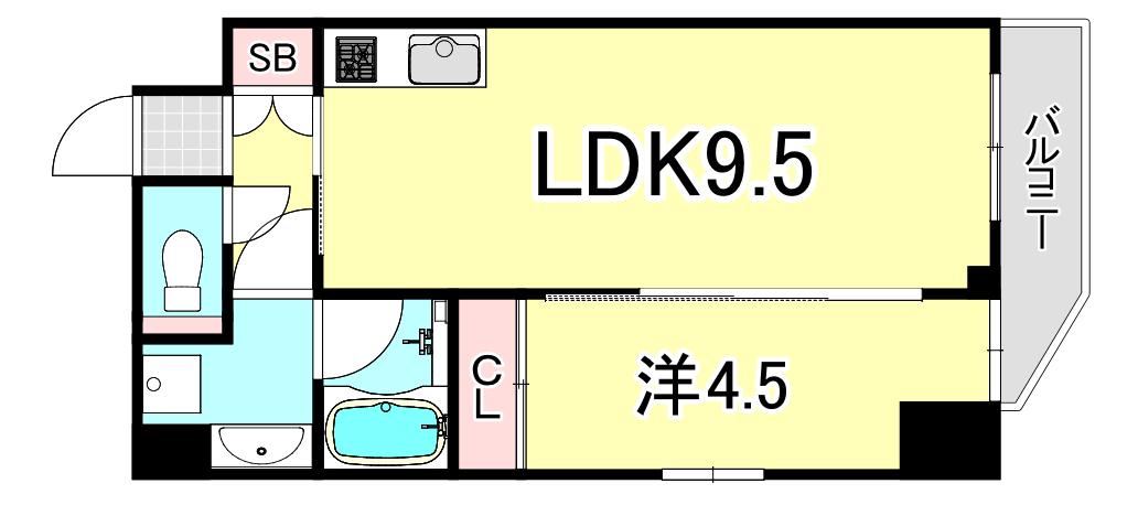 プレジオ武庫川ASIAN(1LDK/8階)の間取り写真
