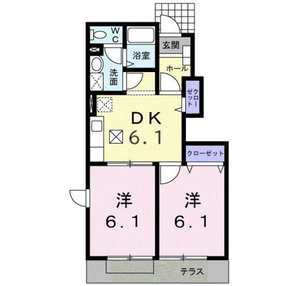 ベル・スクエアI(2DK/1階)の間取り写真
