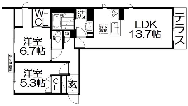 シャーメゾン アペルタ森南(2LDK/1階)の間取り写真