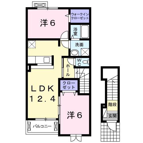 グラース・ヌーヴォ-(2LDK/2階)の間取り写真
