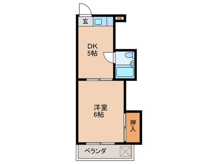 フラットフォーシントウ(1DK/1階)の間取り写真
